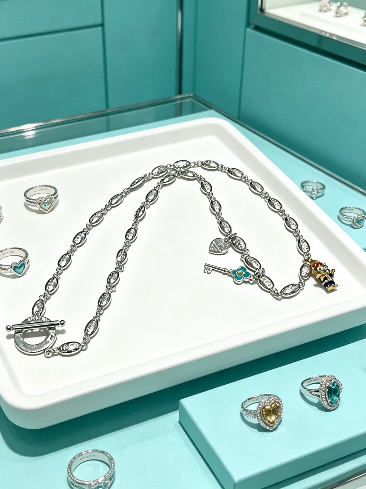 Signature Motif Pendant Necklace in Silver-Tone – Vintage Detail – Design 20 styled product view
