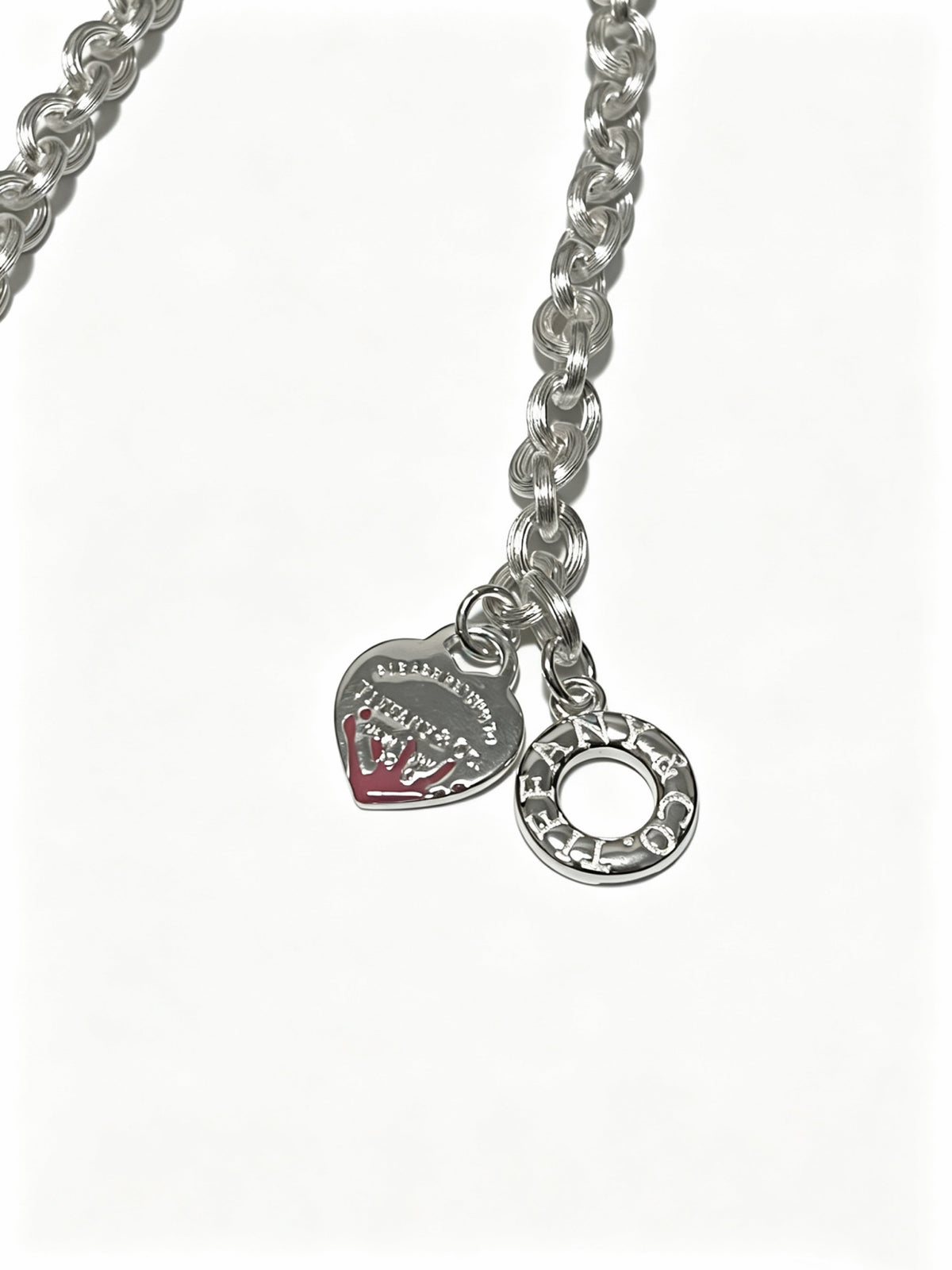 Signature Motif Pendant Necklace in Silver-Tone – Vintage Detail – Design 19 detail view