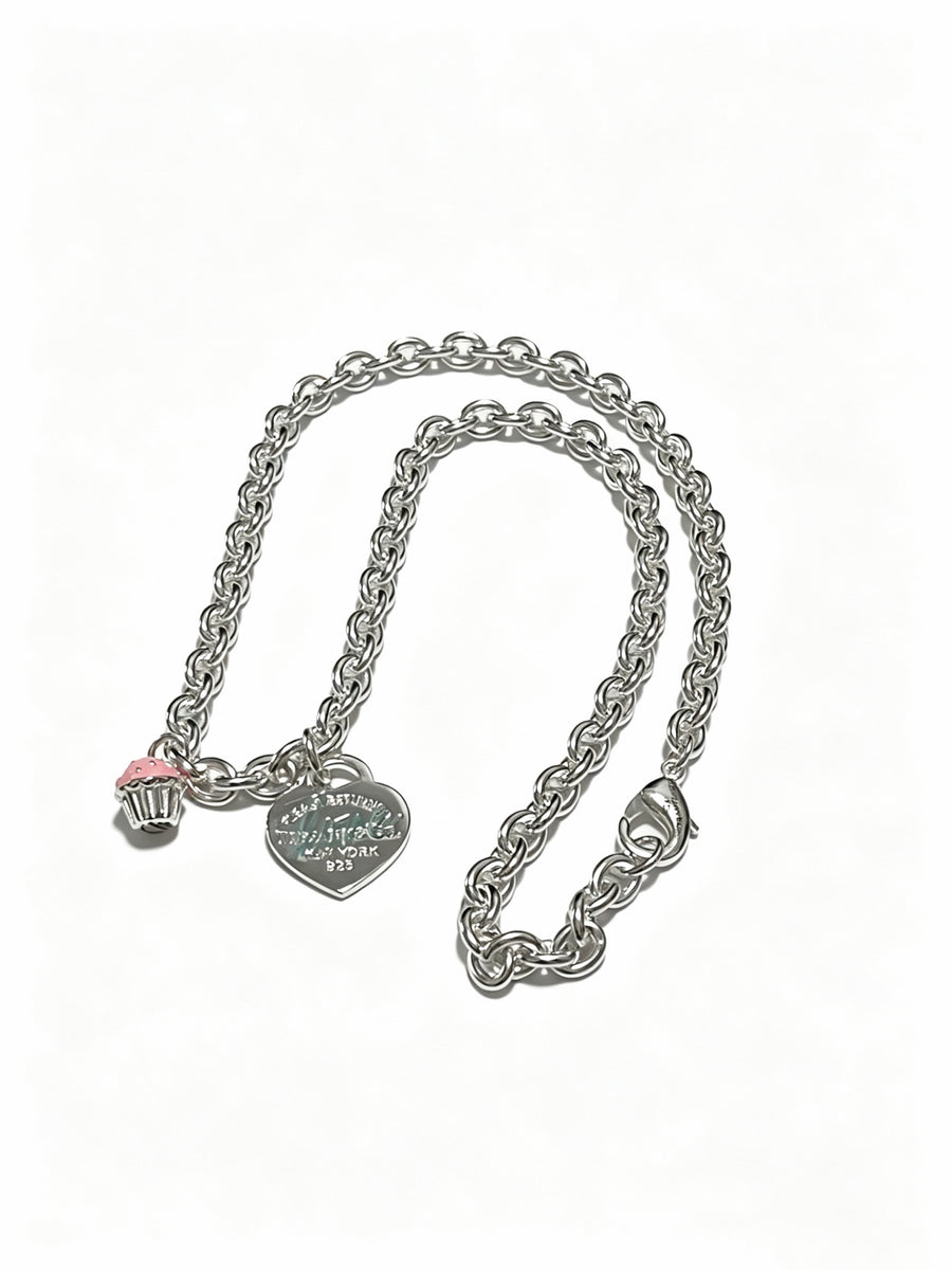 Signature Motif Pendant Necklace in Silver-Tone – Vintage Detail – Design 18 main product view