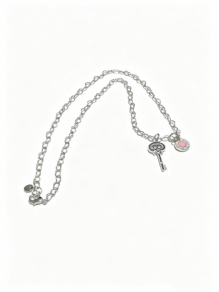 Signature Motif Pendant Necklace in Silver-Tone – Vintage Detail – Design 16 main product view