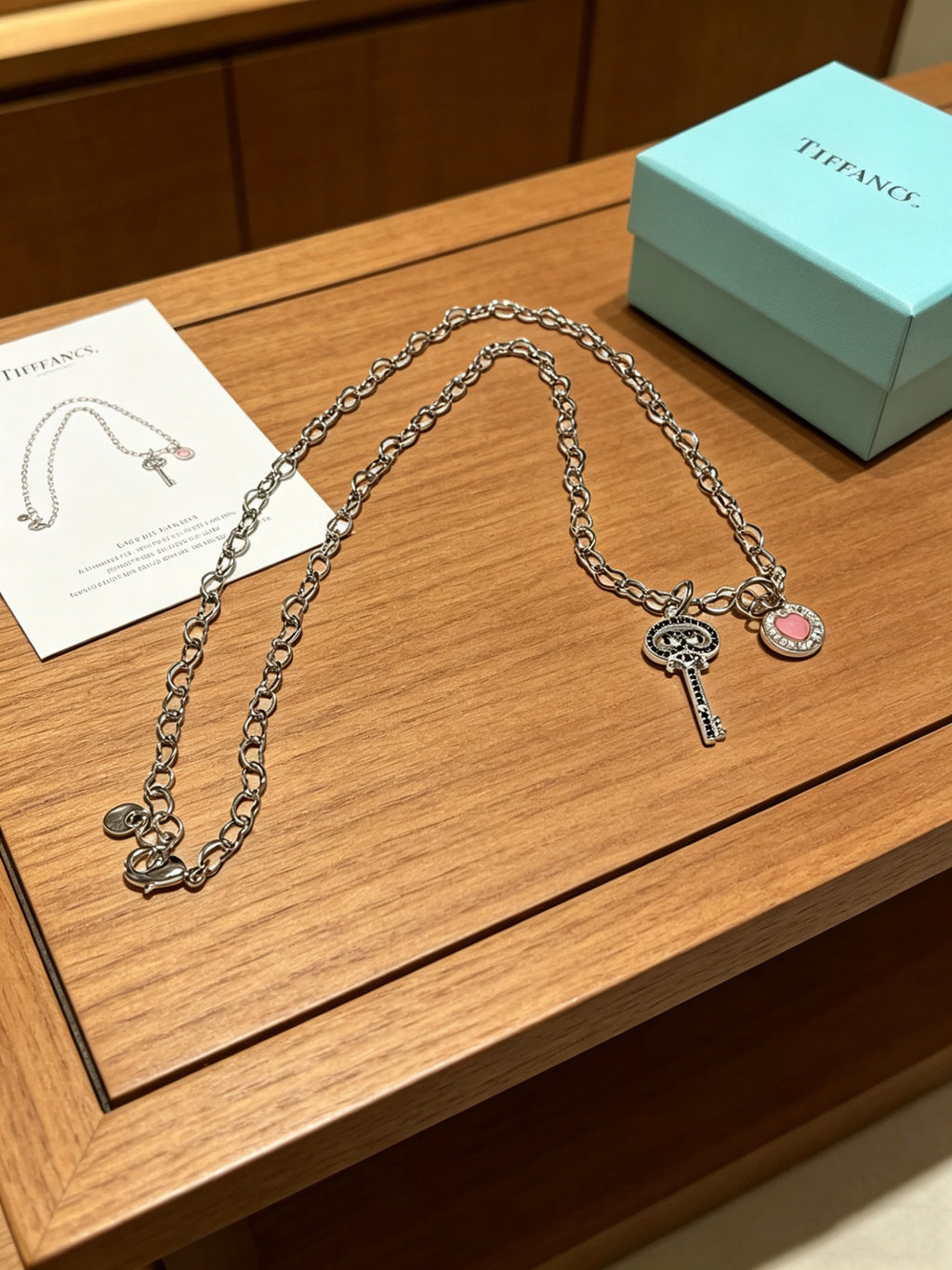 Signature Motif Pendant Necklace in Silver-Tone – Vintage Detail – Design 16 front product view
