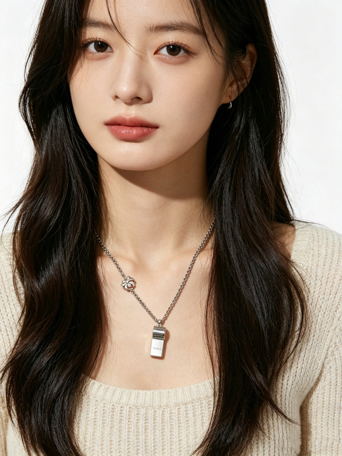 Signature Motif Pendant Necklace in Silver-Tone – Vintage Detail – Design 14 styled product view