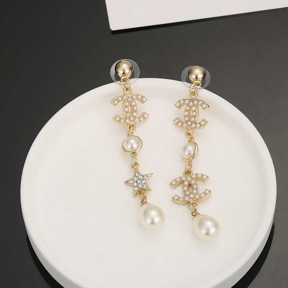 Signature Emblem Stud Earrings in Silver-Tone – Design 021 styled product view