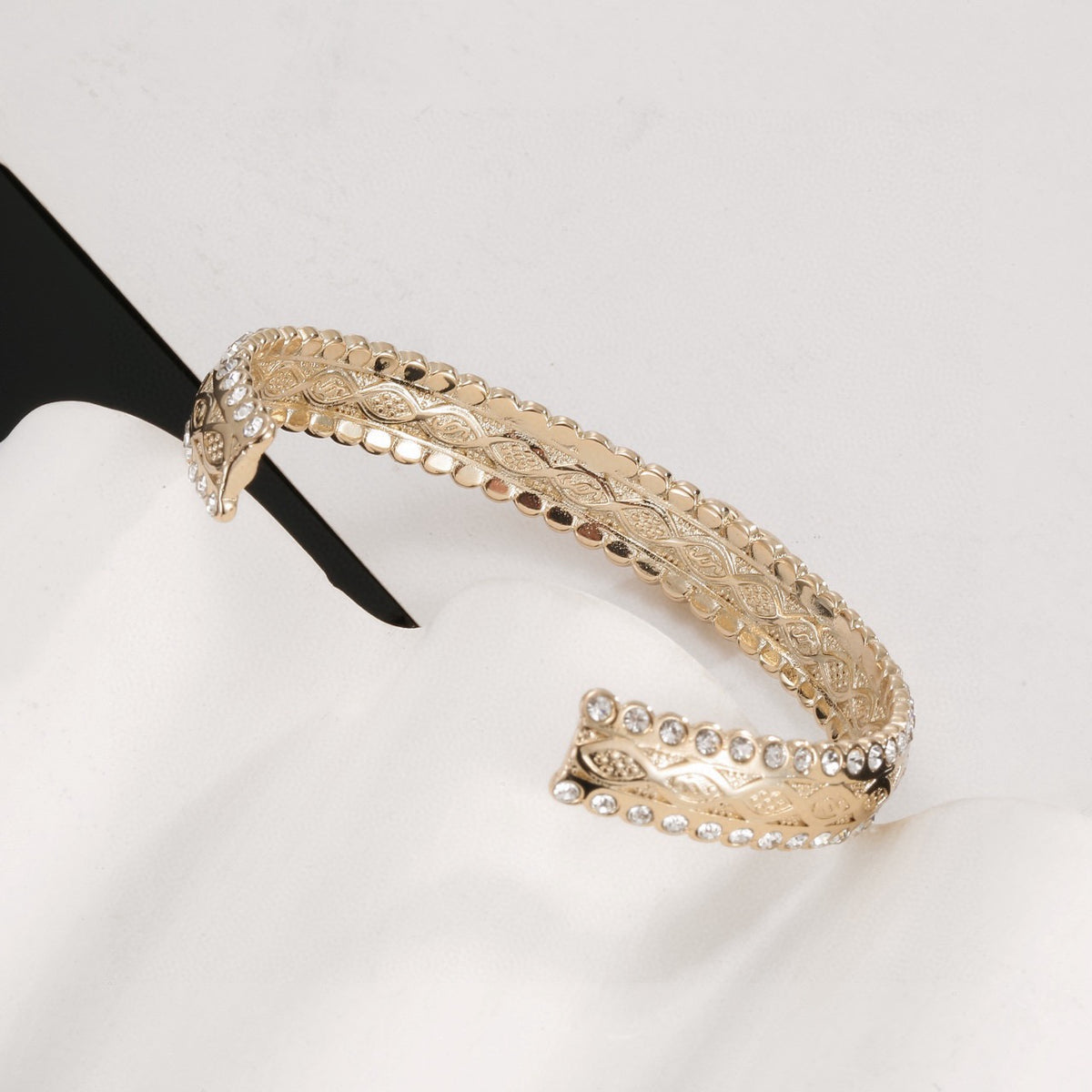 Pearl Bangle in Polished Metal-Tone – Pearl Detail – Design 004 styled product view