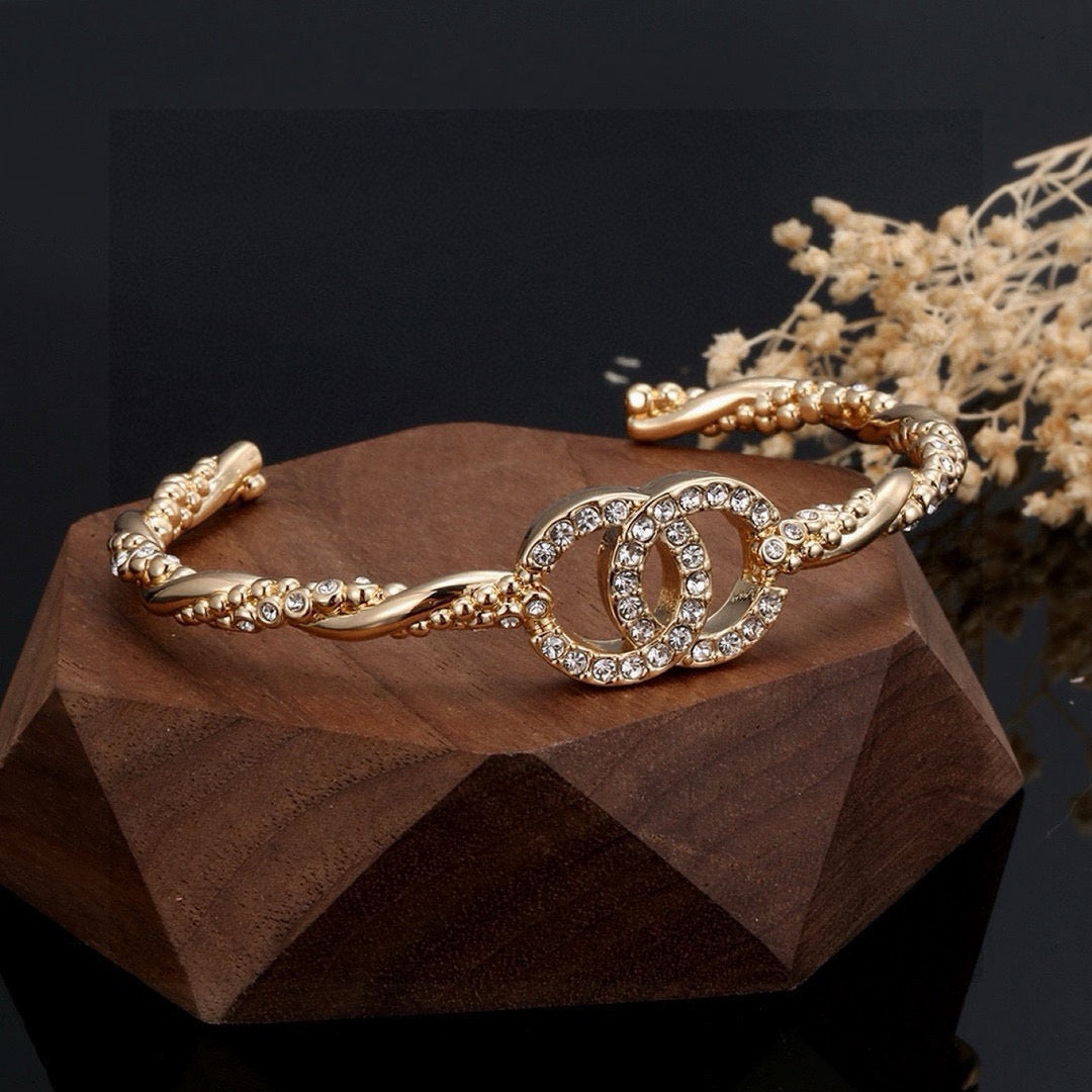 Signature Emblem Bangle in Polished Metal-Tone – Design 021 main product view