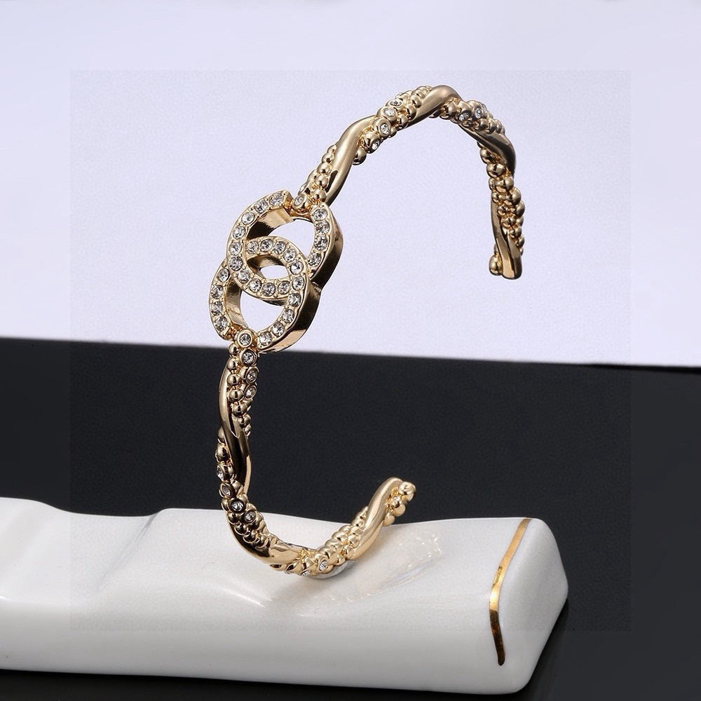 Signature Emblem Bangle in Polished Metal-Tone – Design 028 side detail