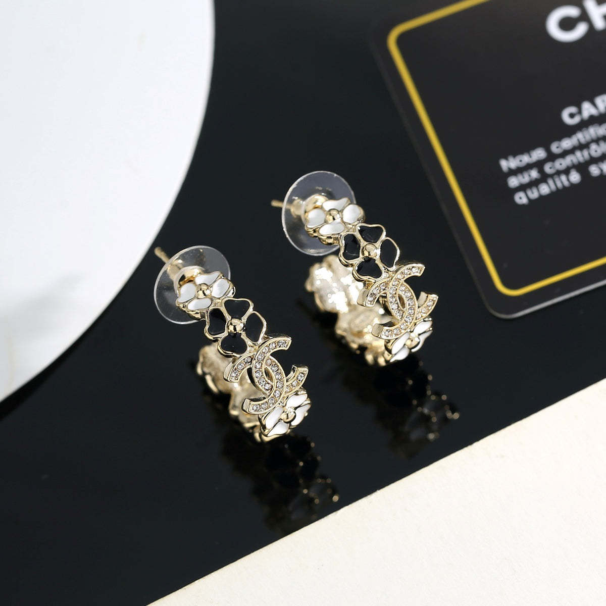Signature Emblem Stud Earrings in Gold-Tone – Design 052 main product view