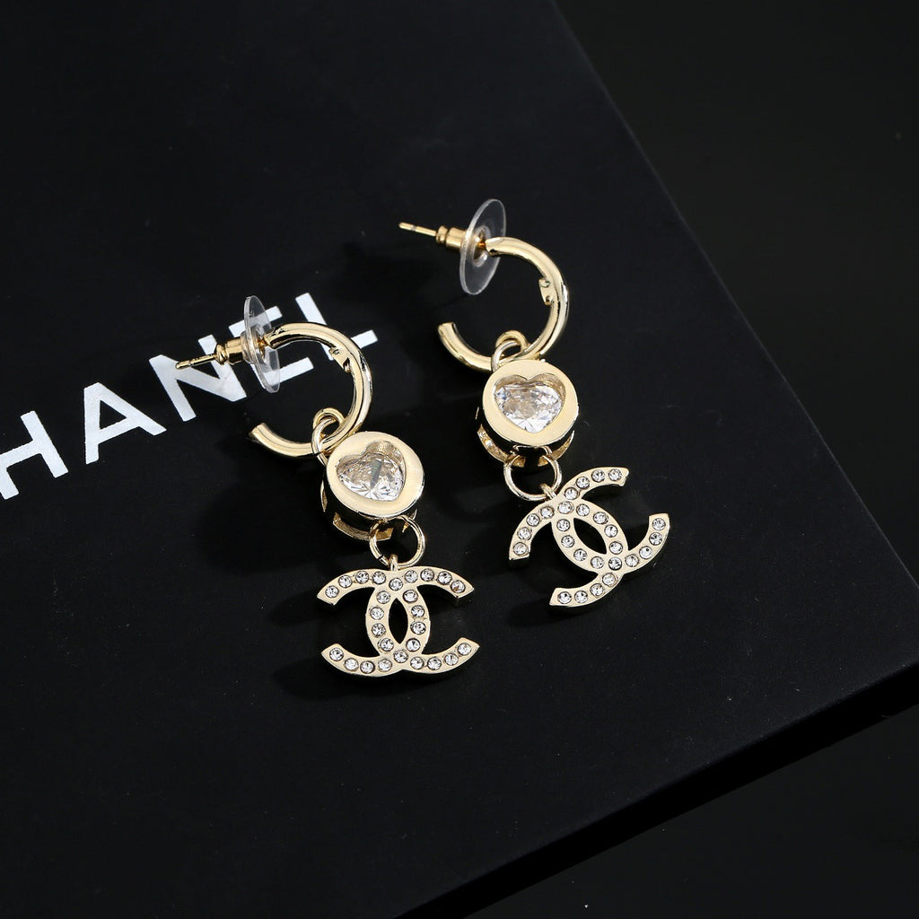 Signature Emblem Stud Earrings in Gold-Tone – Design 051 main product view