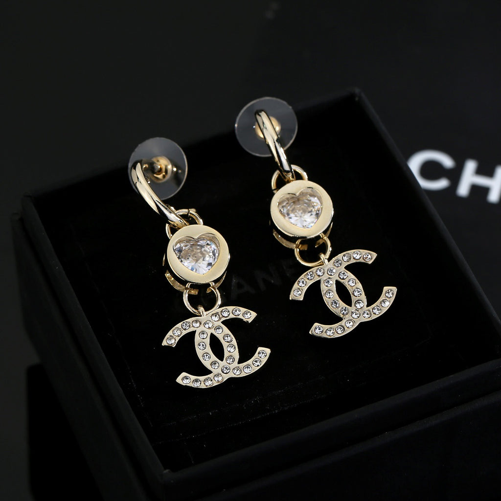 Signature Emblem Stud Earrings in Gold-Tone – Design 041 front product view