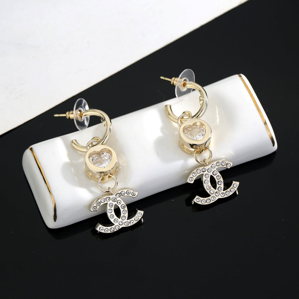 Signature Emblem Stud Earrings in Gold-Tone – Design 041 side detail
