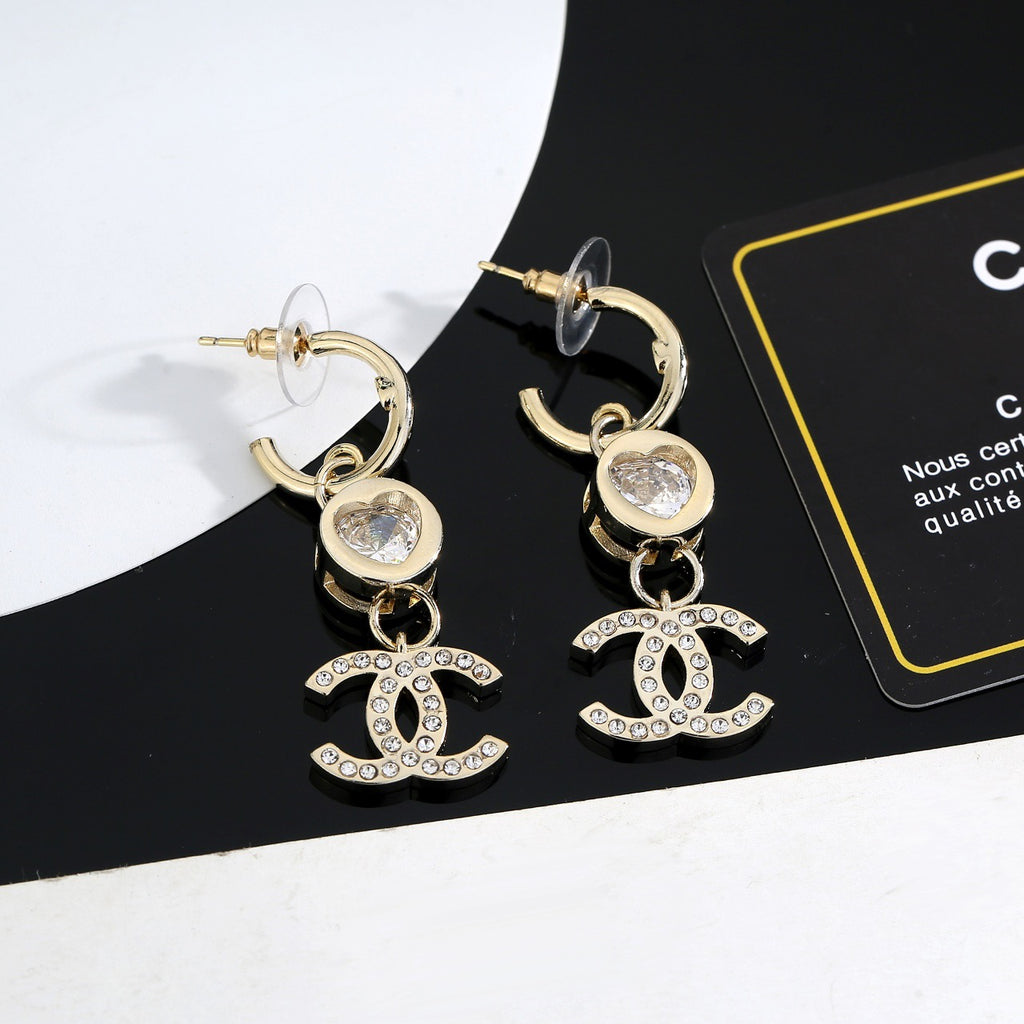 Signature Emblem Stud Earrings in Gold-Tone – Design 051 detail view