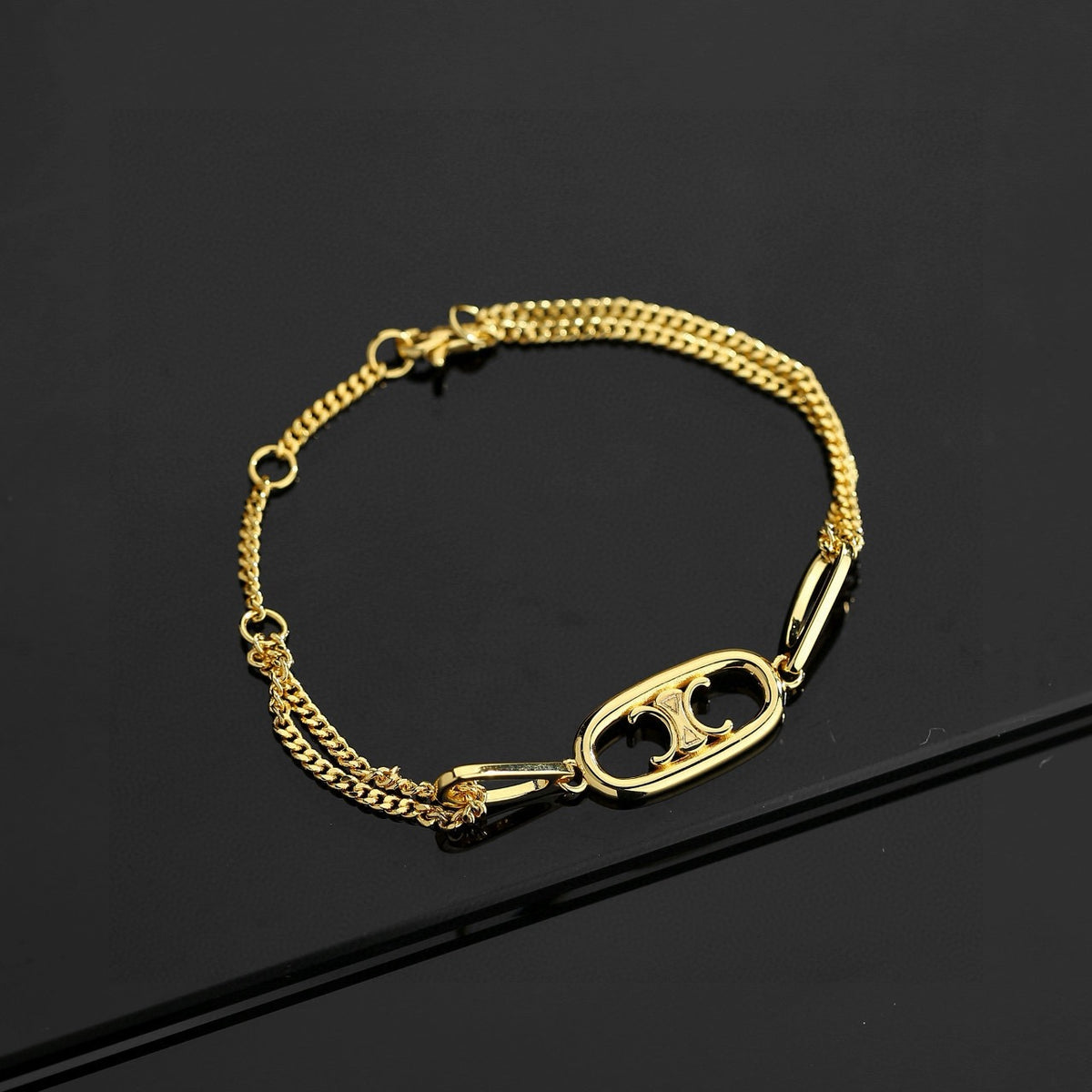Signature Emblem Bracelet in Gold-Tone – Design 008 styled product view