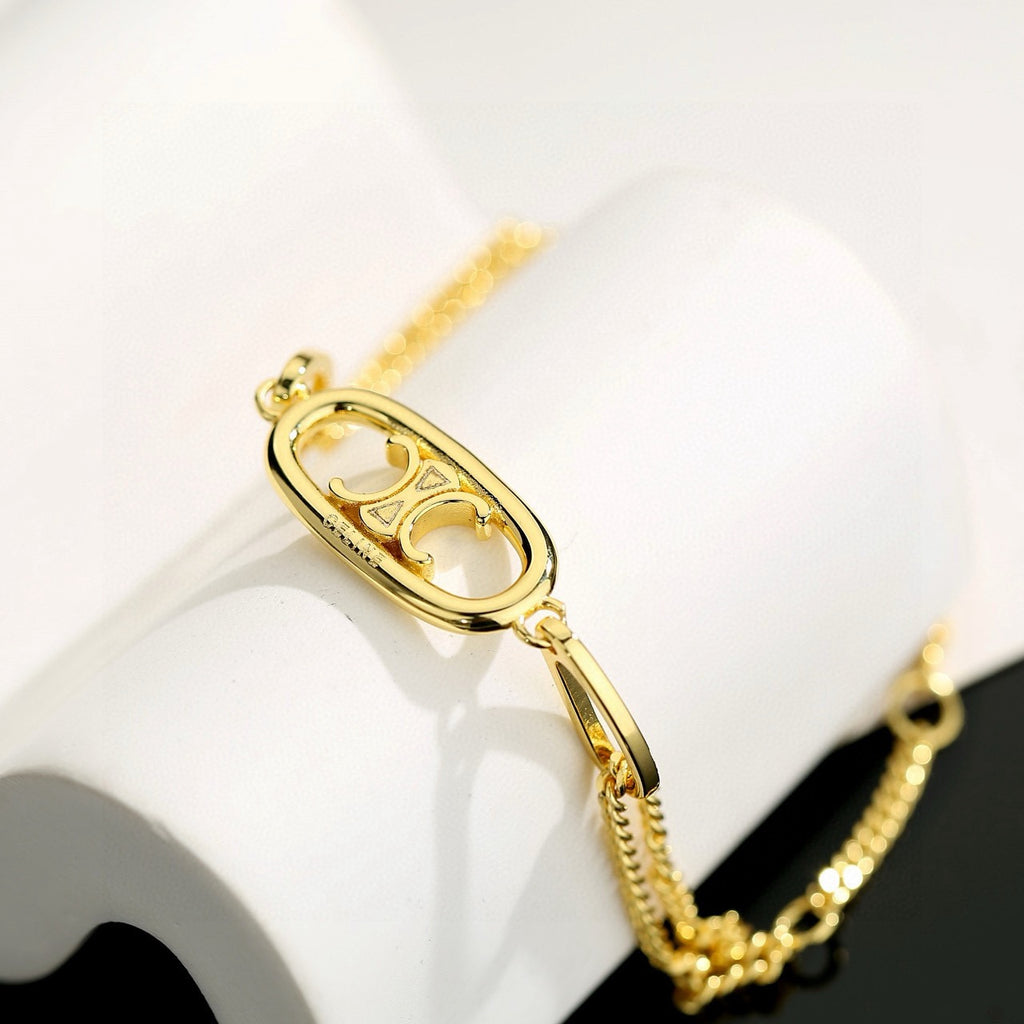 Signature Emblem Bracelet in Gold-Tone – Design 008 detail view