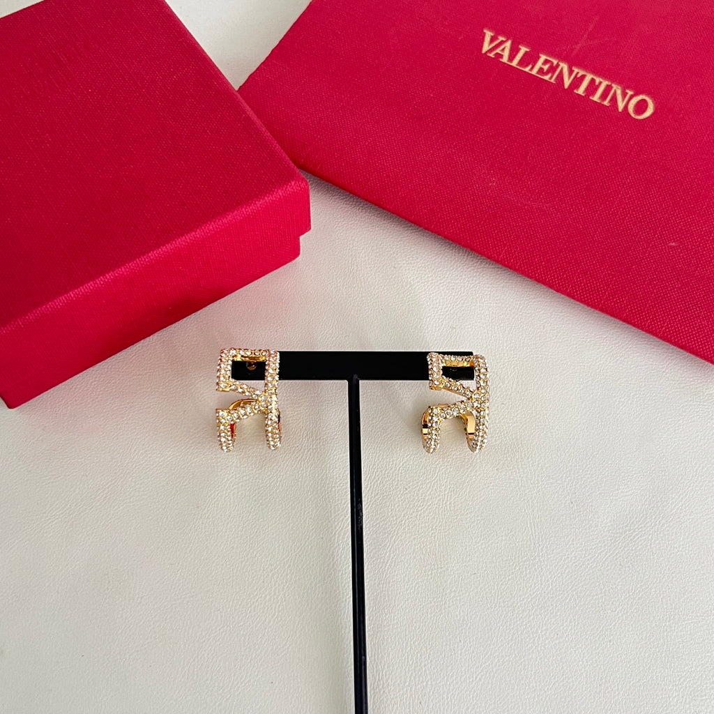 Signature Emblem Statement Earrings in Polished Metal-Tone – Design 03 front view