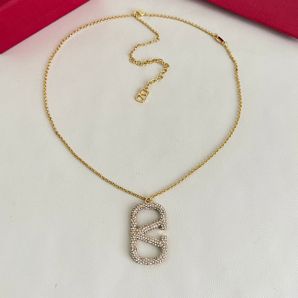 Signature Emblem Pendant Necklace in Polished Metal-Tone – Design 05 side detail