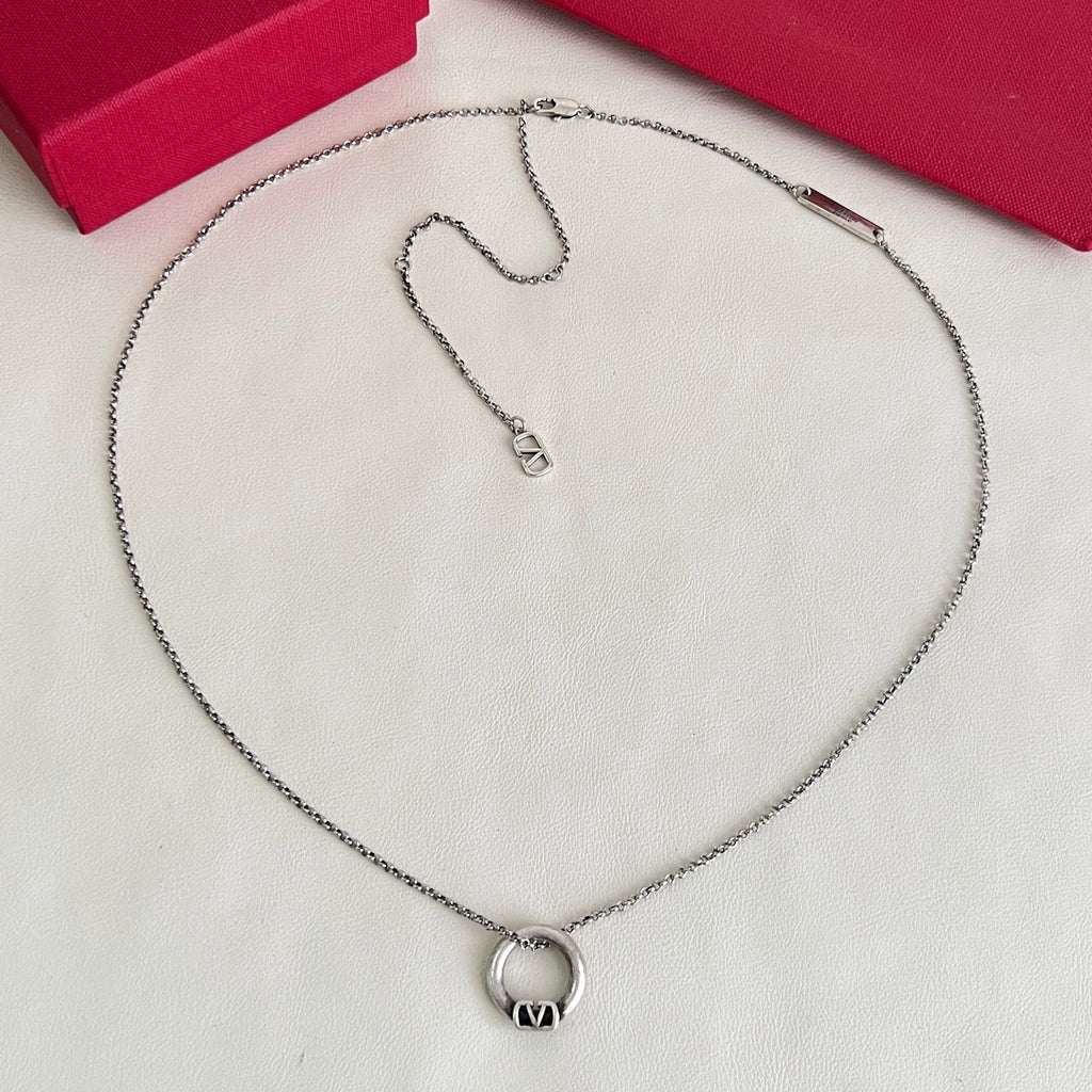 Signature Emblem Pendant Necklace in Polished Metal-Tone – Design 02 side detail