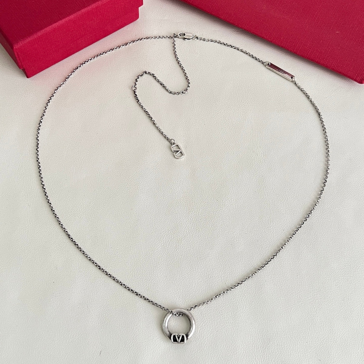 Signature Emblem Pendant Necklace in Polished Metal-Tone – Design 02 side detail