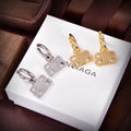 Geometric Emblem Stud Earrings in Gold-Tone – Design 008 main product view