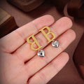 Ring Motif Stud Earrings in Polished Metal-Tone – Design 002 main product view
