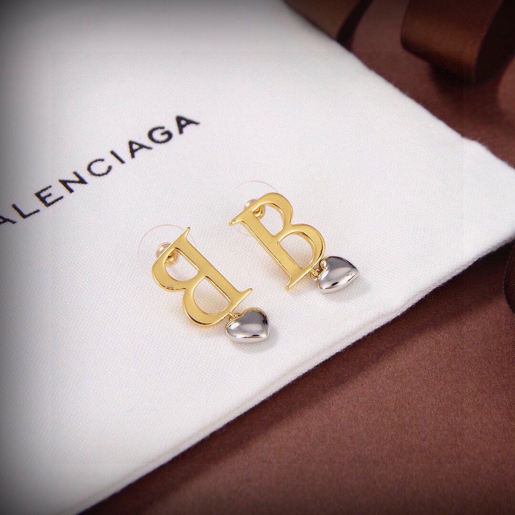 Ring Motif Stud Earrings in Polished Metal-Tone – Design 002 styled product view