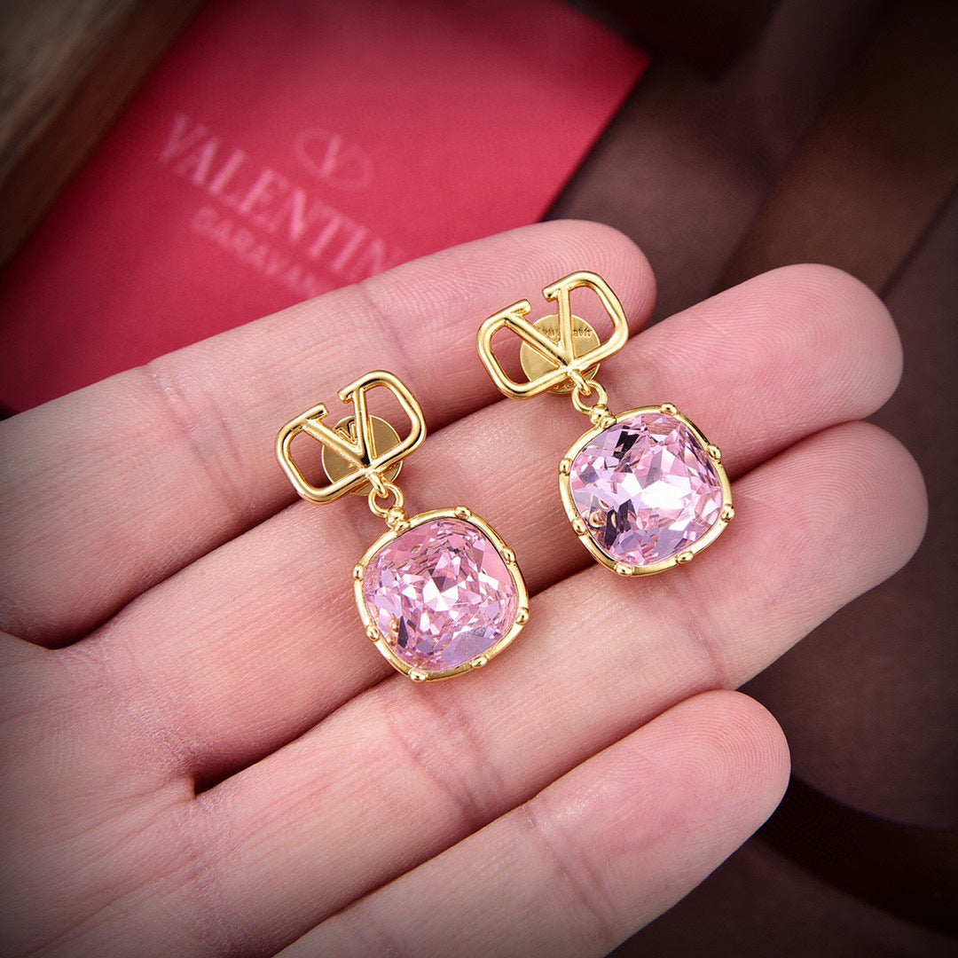 Signature Emblem Stud Earrings in Gold-Tone – Design 14 close-up view