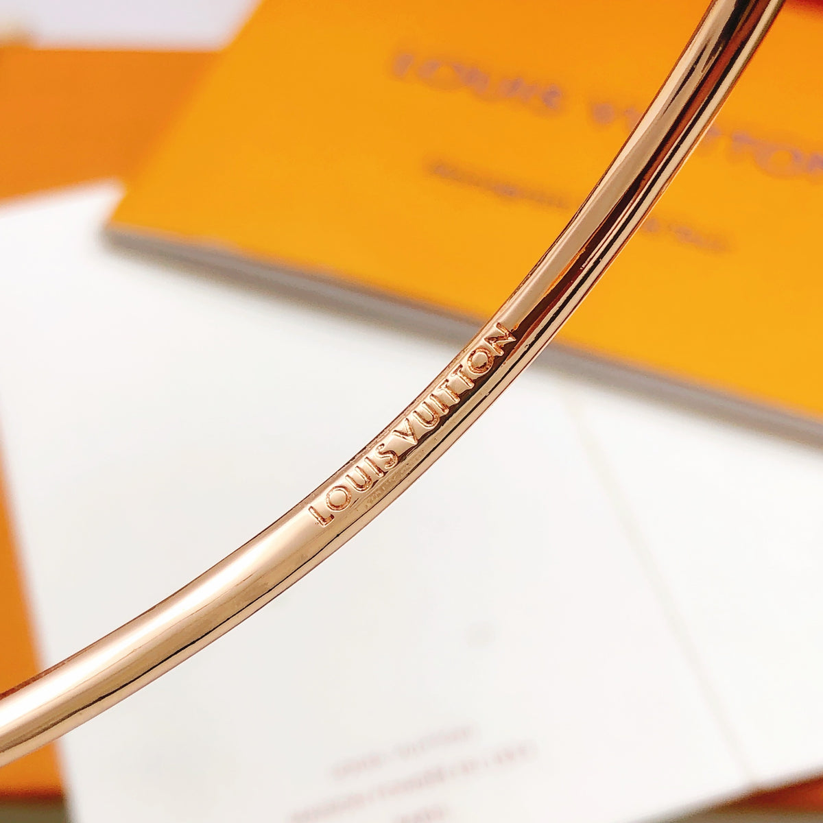 Geometric Emblem Bangle in Rose-Gold-Tone – Rose Gold Detail – Design 003 styled product view
