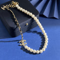 Double-C Emblem Pearl-Detail Pendant Necklace – Pearl Detail – Design 111 main product view