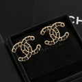Signature Emblem Stud Earrings in Polished Metal-Tone – Black Detail main product view