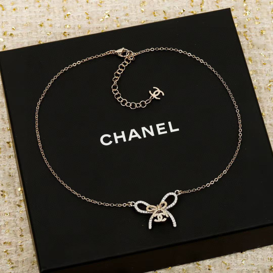 Double-C Emblem Crystal-Accent Pendant Necklace – Design 037 main product view