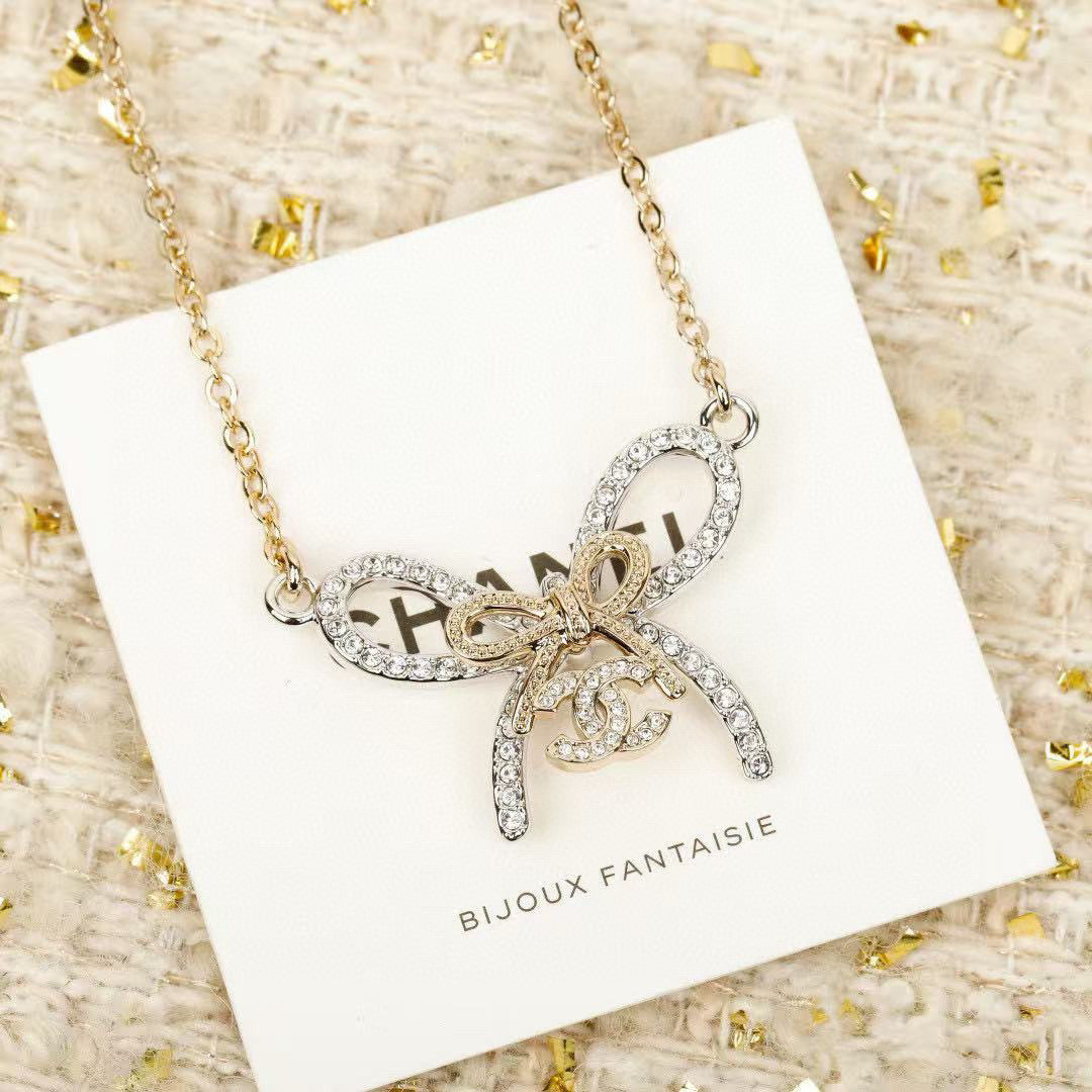 Double-C Emblem Crystal-Accent Pendant Necklace – Design 037 styled product view