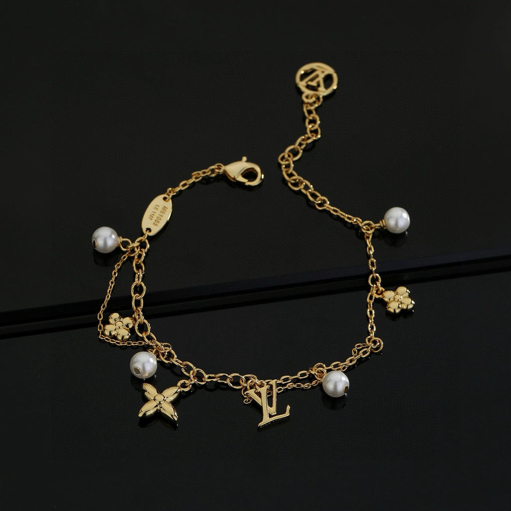 Letter Emblem Bracelet in Polished Metal-Tone – Design 030 front product view