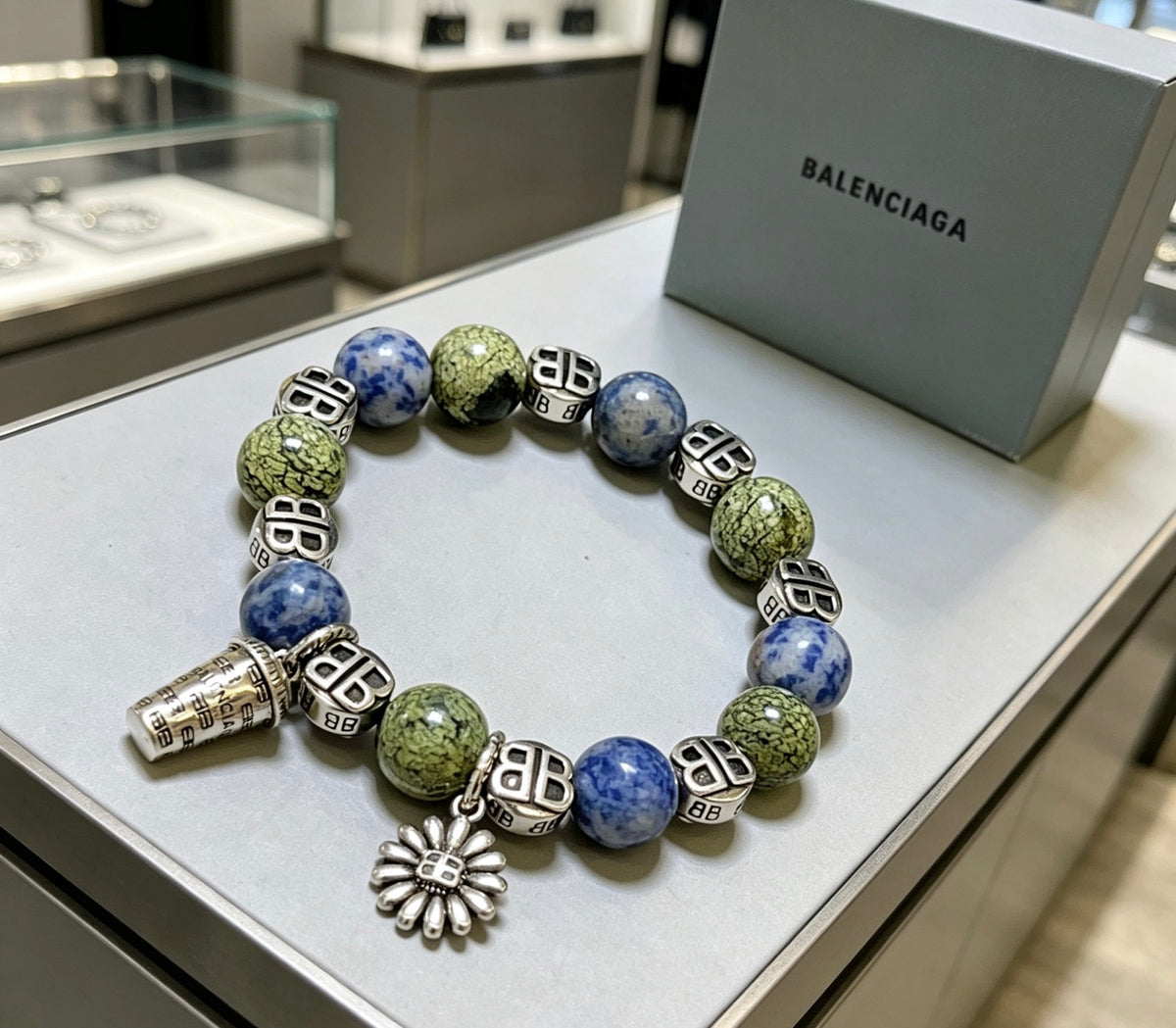 Geometric Emblem Bracelet in Polished Metal-Tone – Vintage Detail – Design 008 front product view