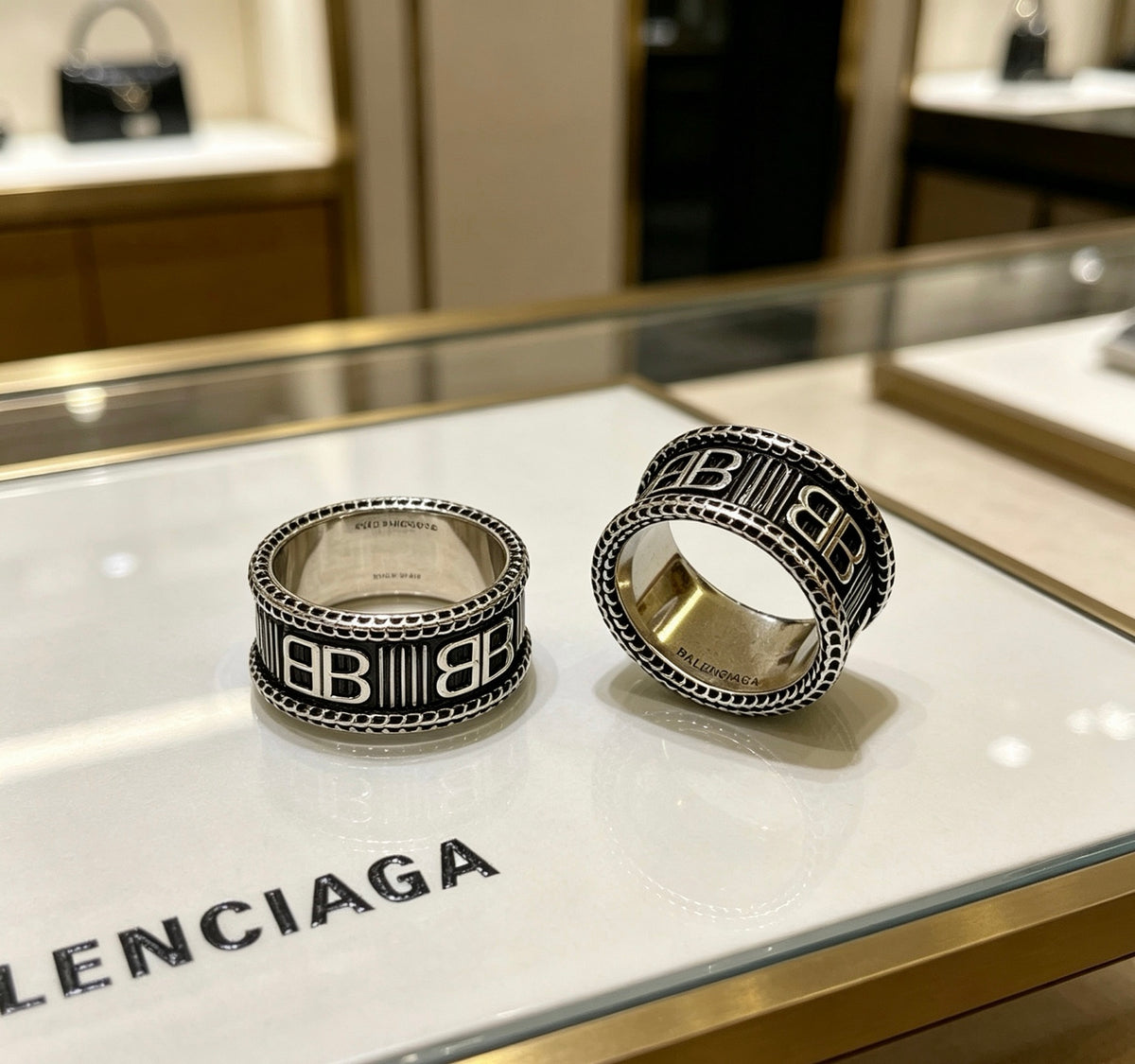Geometric Emblem Statement Ring in Polished Metal-Tone – Vintage Detail – Design 003 front product view