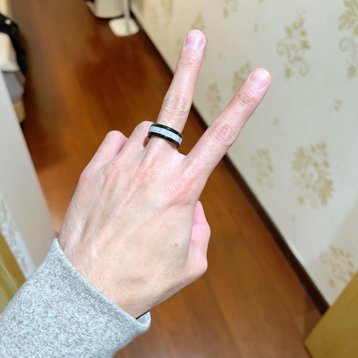Geometric Emblem Statement Ring in Gold-Tone – Gold Detail – Design 008 detail view