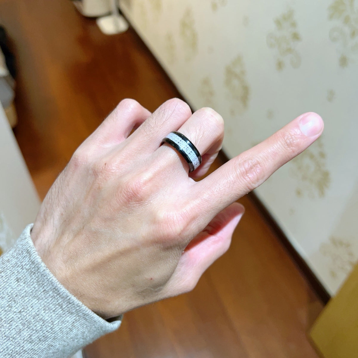 Geometric Emblem Statement Ring in Gold-Tone – Gold Detail – Design 008 styled product view