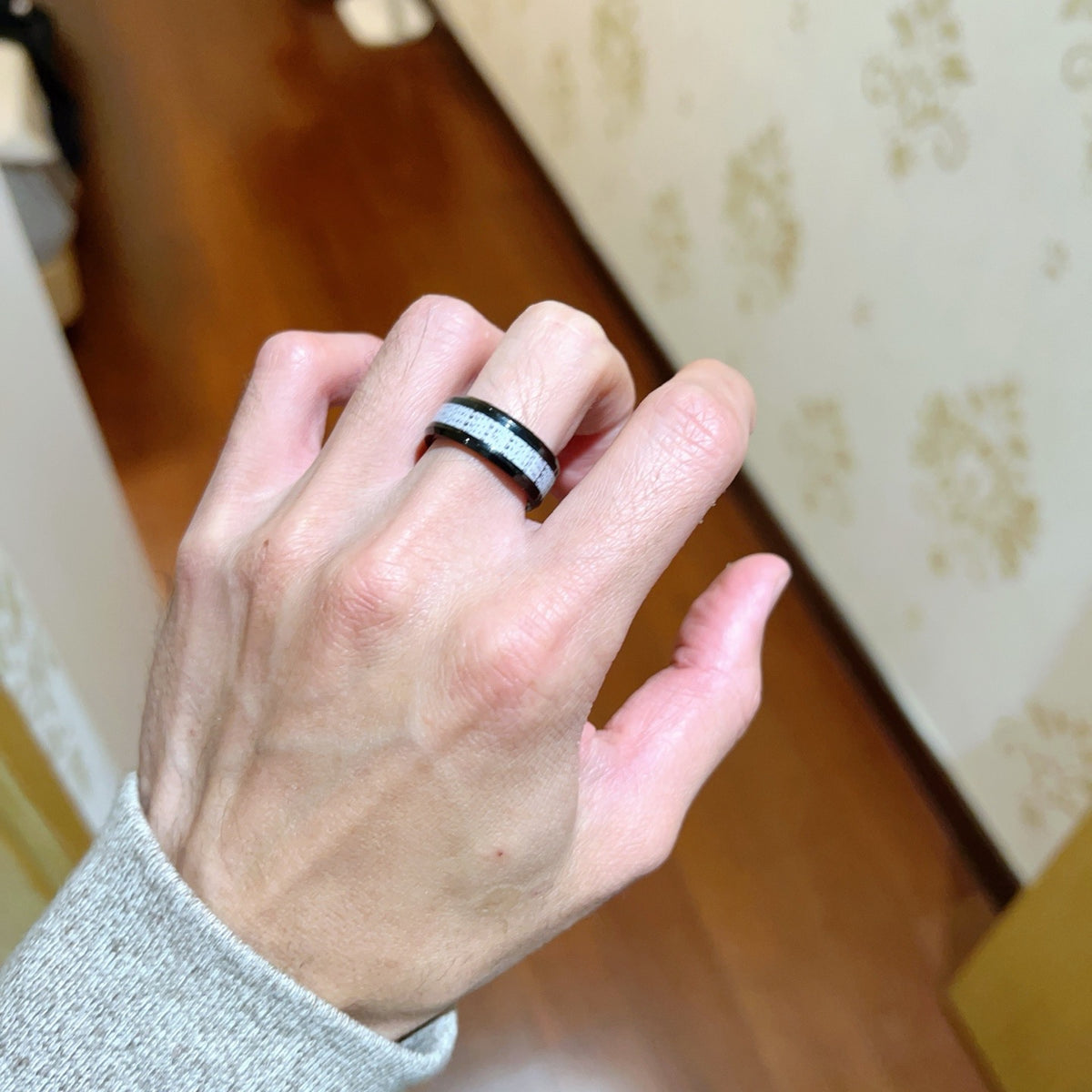 Geometric Emblem Statement Ring in Gold-Tone – Gold Detail – Design 008 detail view