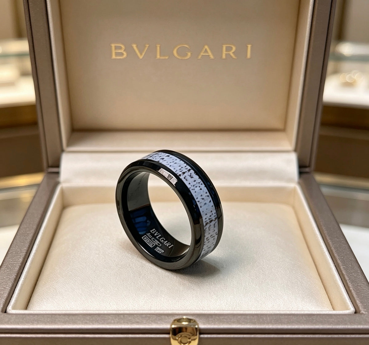 Geometric Emblem Statement Ring in Gold-Tone – Gold Detail – Design 008 front product view