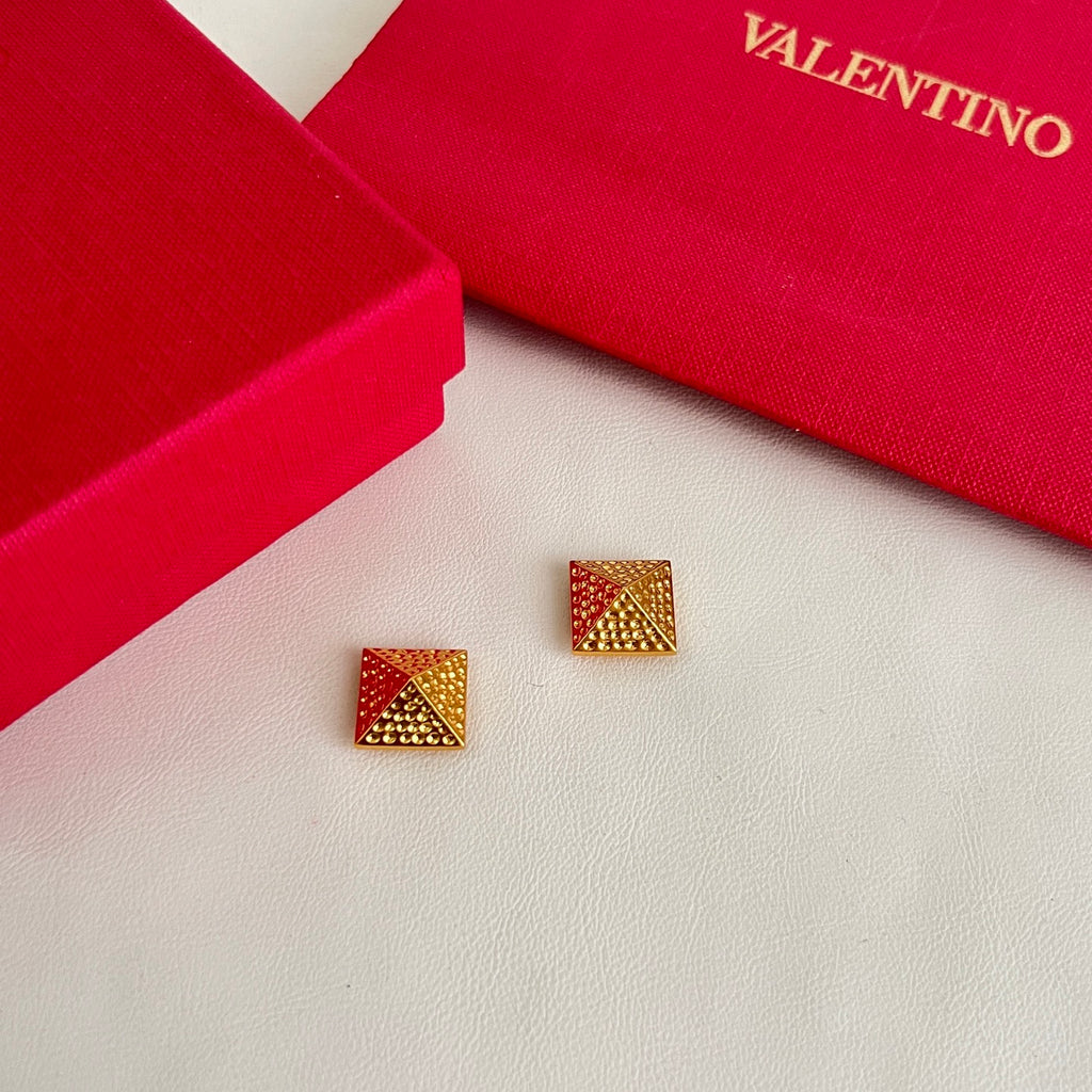 Signature Emblem Statement Earrings in Polished Metal-Tone – Design 07 detail view