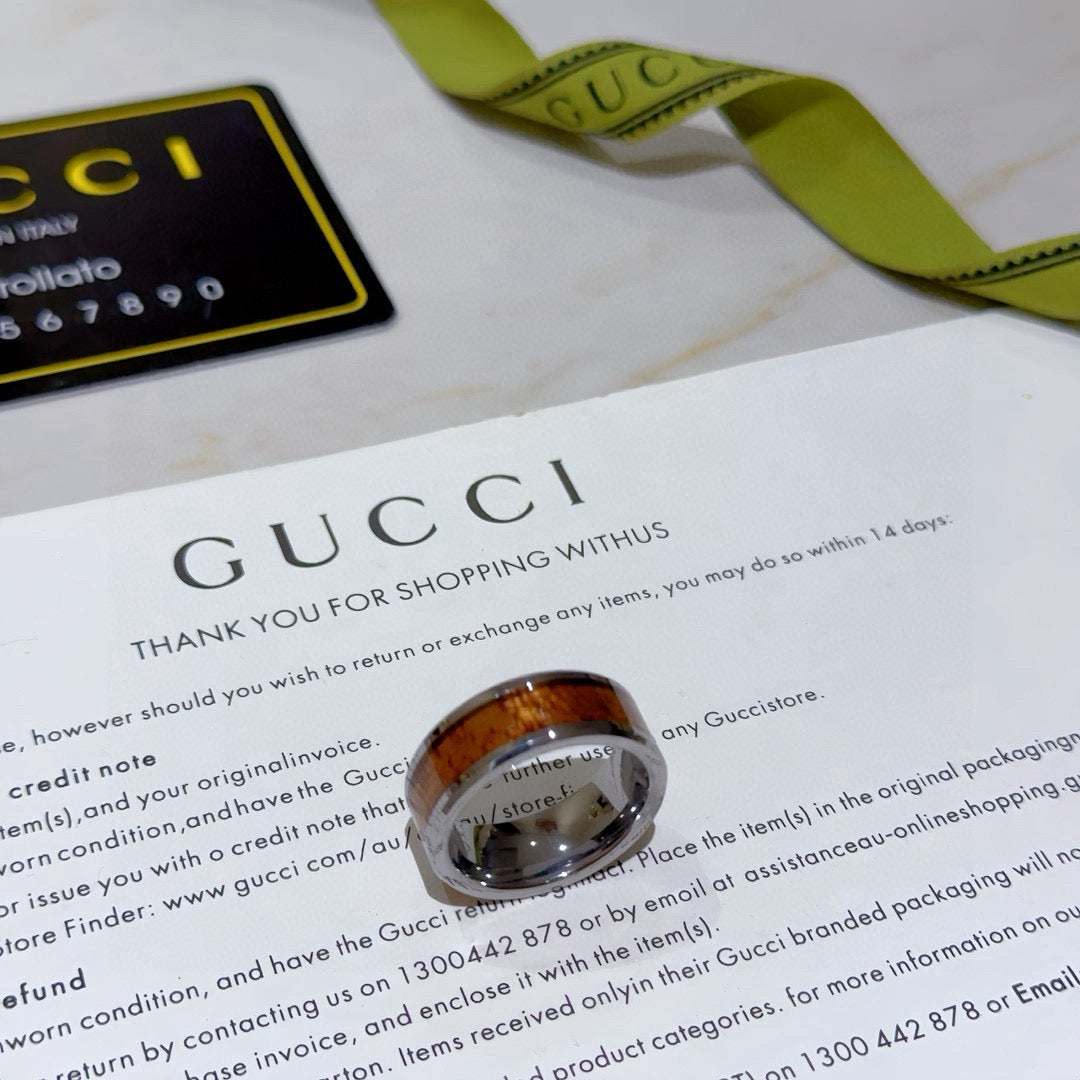 Double-G Emblem Statement Ring in Polished Metal-Tone – Design 008 front product view