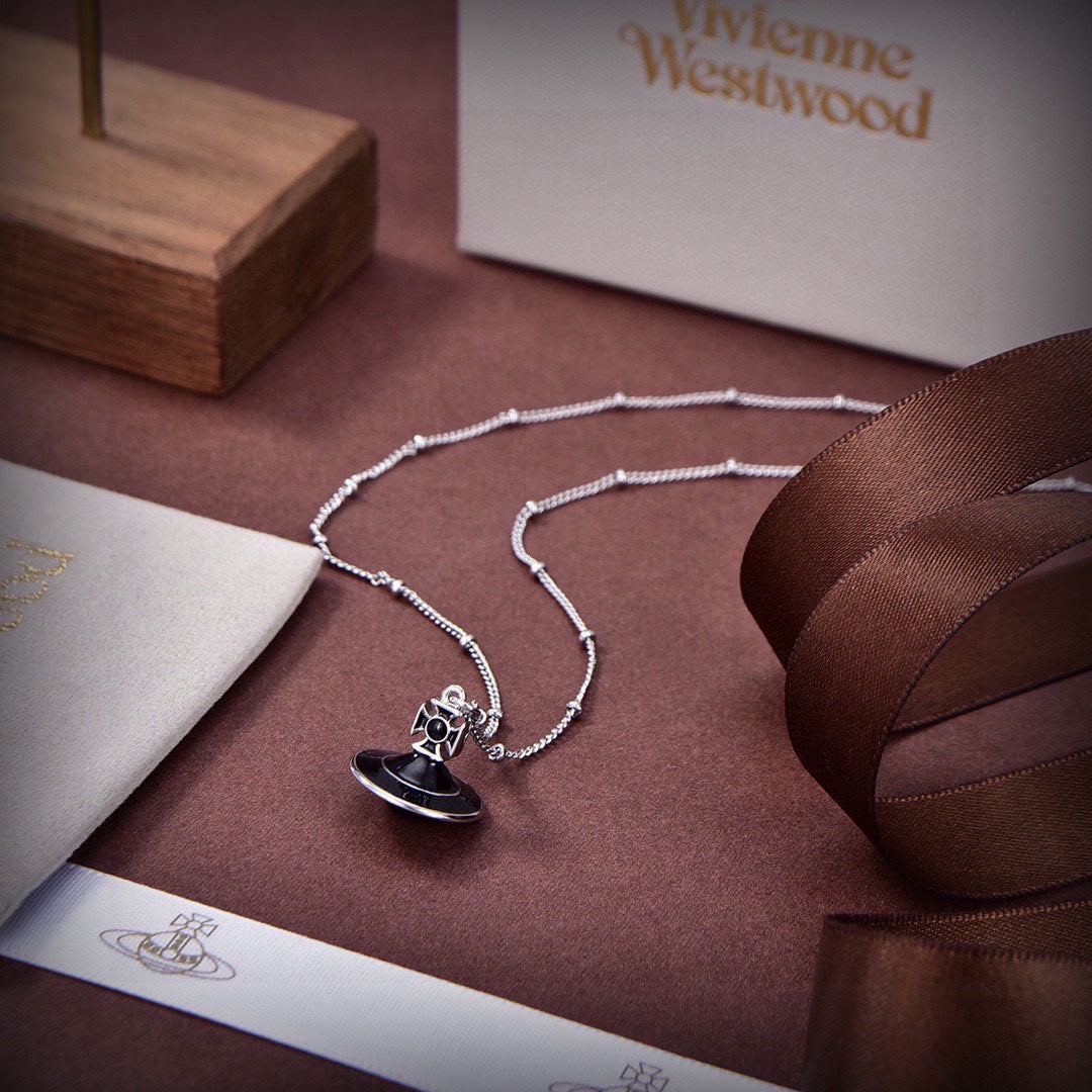 Orb Pendant Necklace in Polished Metal-Tone – Design 048 front product view