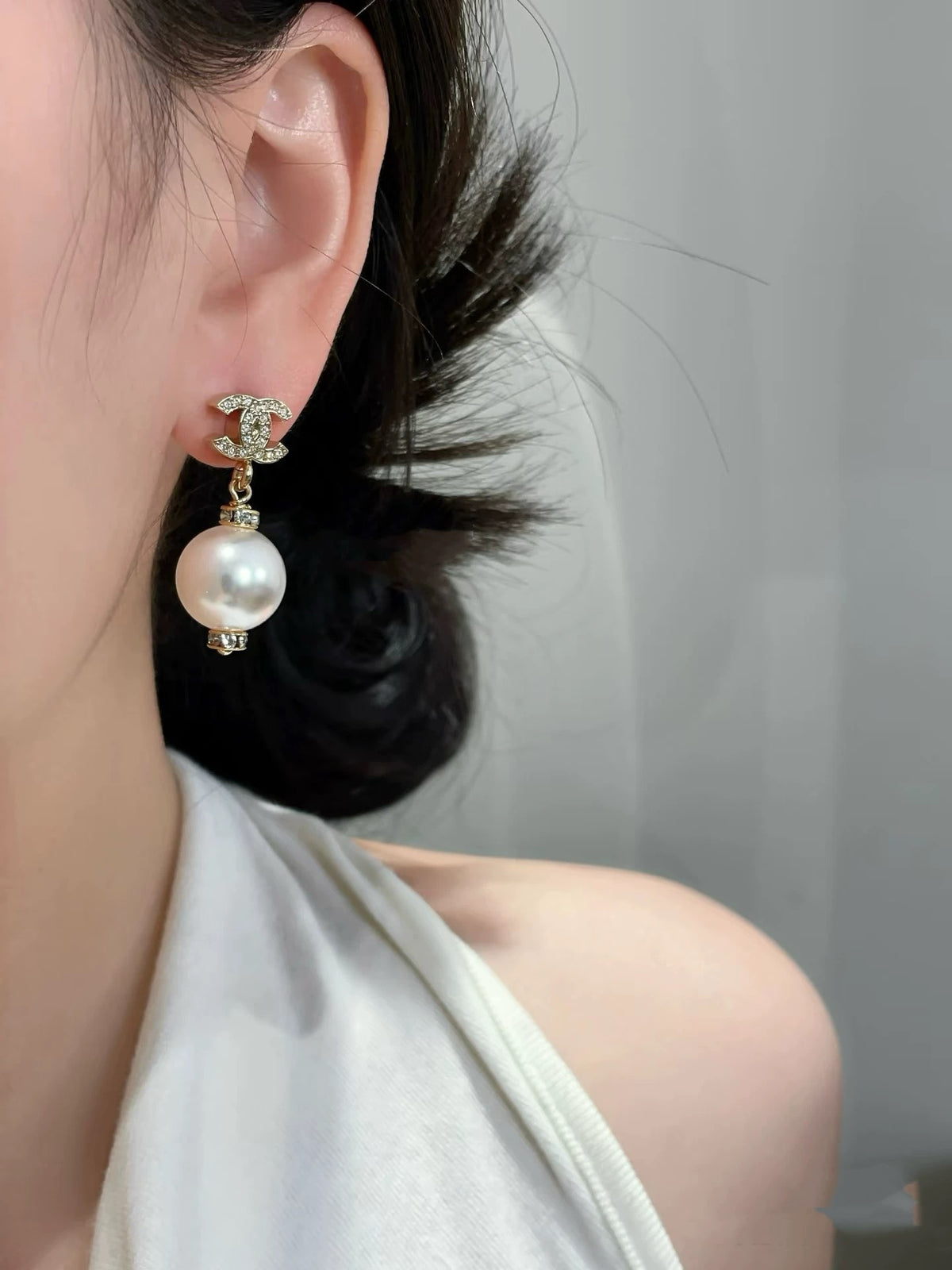 Signature Emblem Stud Earrings in Polished Metal-Tone – Design 064 front product view