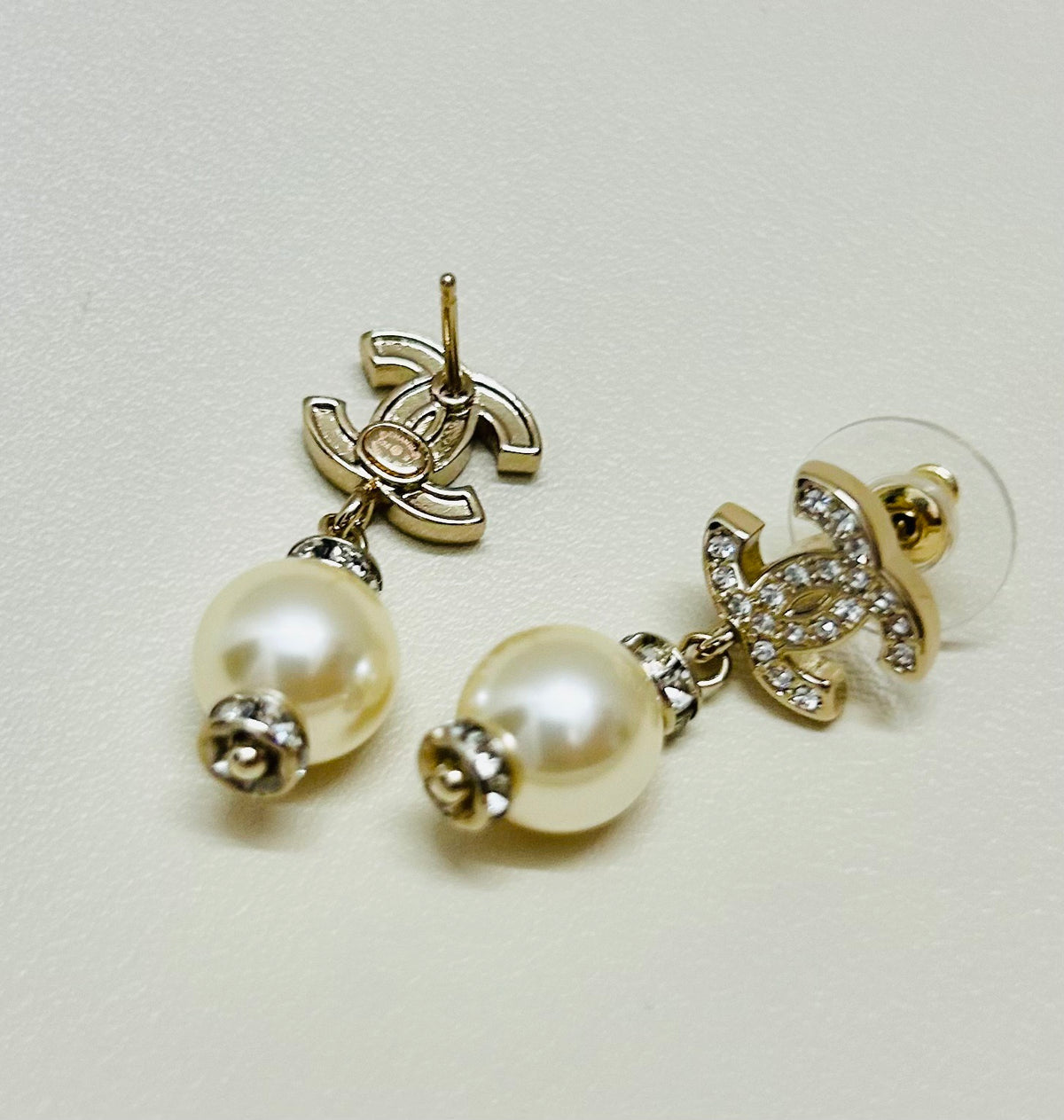 Signature Emblem Stud Earrings in Polished Metal-Tone – Design 064 side detail