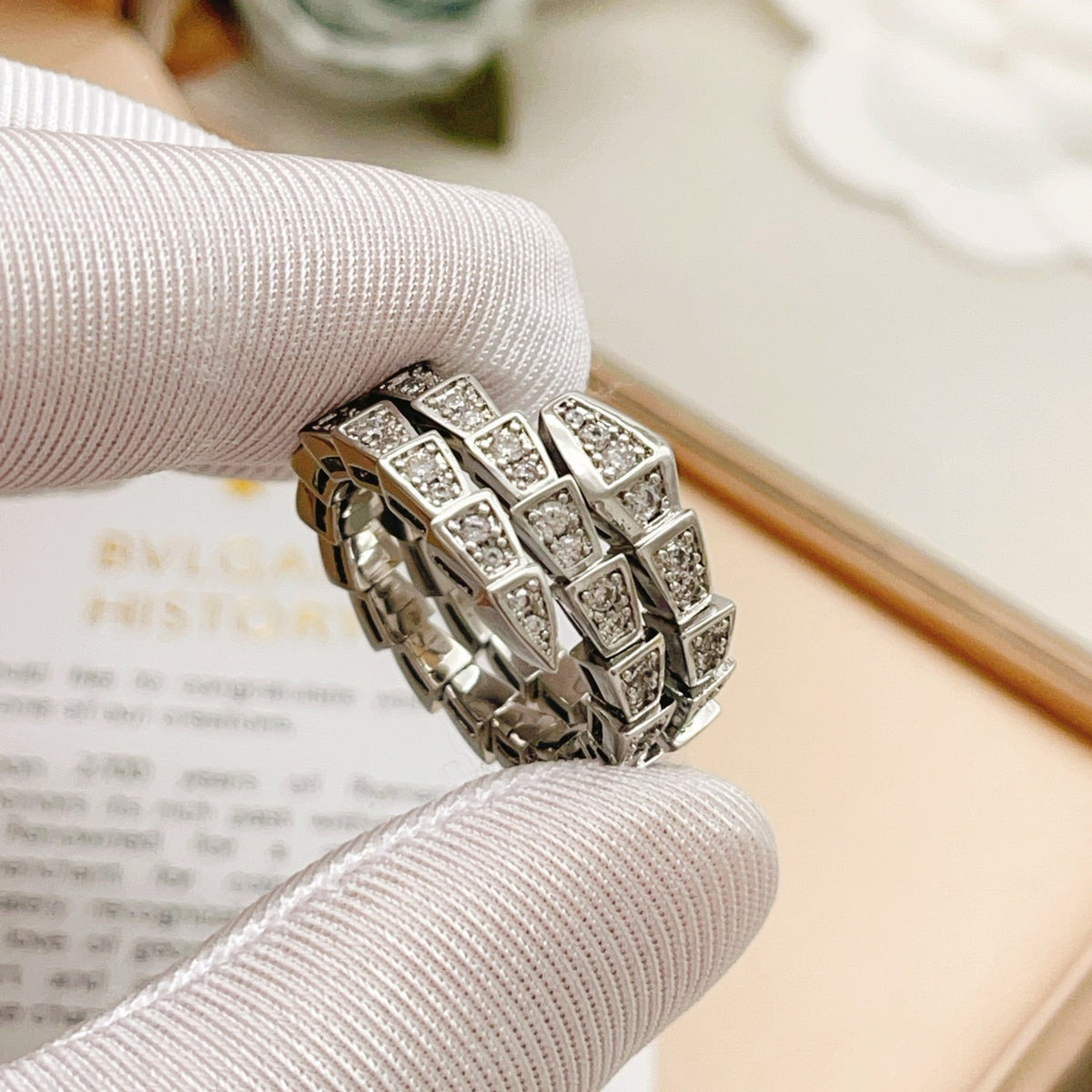 Serpentine Statement Ring in Silver-Tone side detail