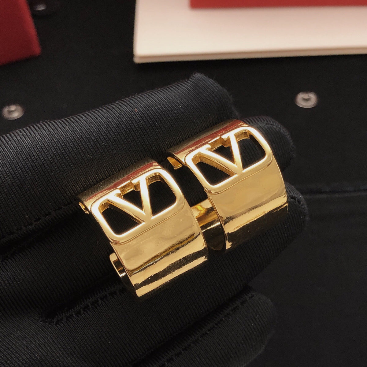 Signature Emblem Drop Earrings in Gold-Tone – Design 03 front view