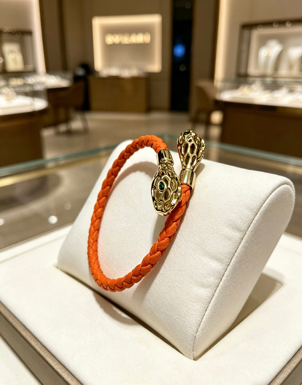 Geometric Emblem Braided Bracelet in Polished Metal-Tone – Design 008 main product view