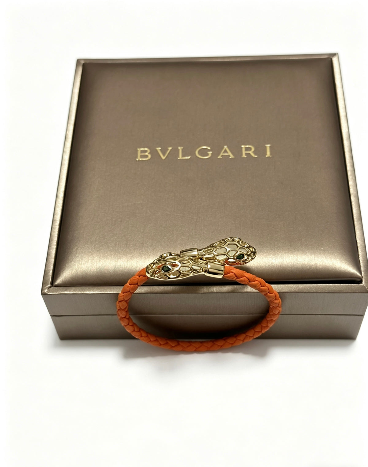 Geometric Emblem Braided Bracelet in Polished Metal-Tone – Design 008 detail view