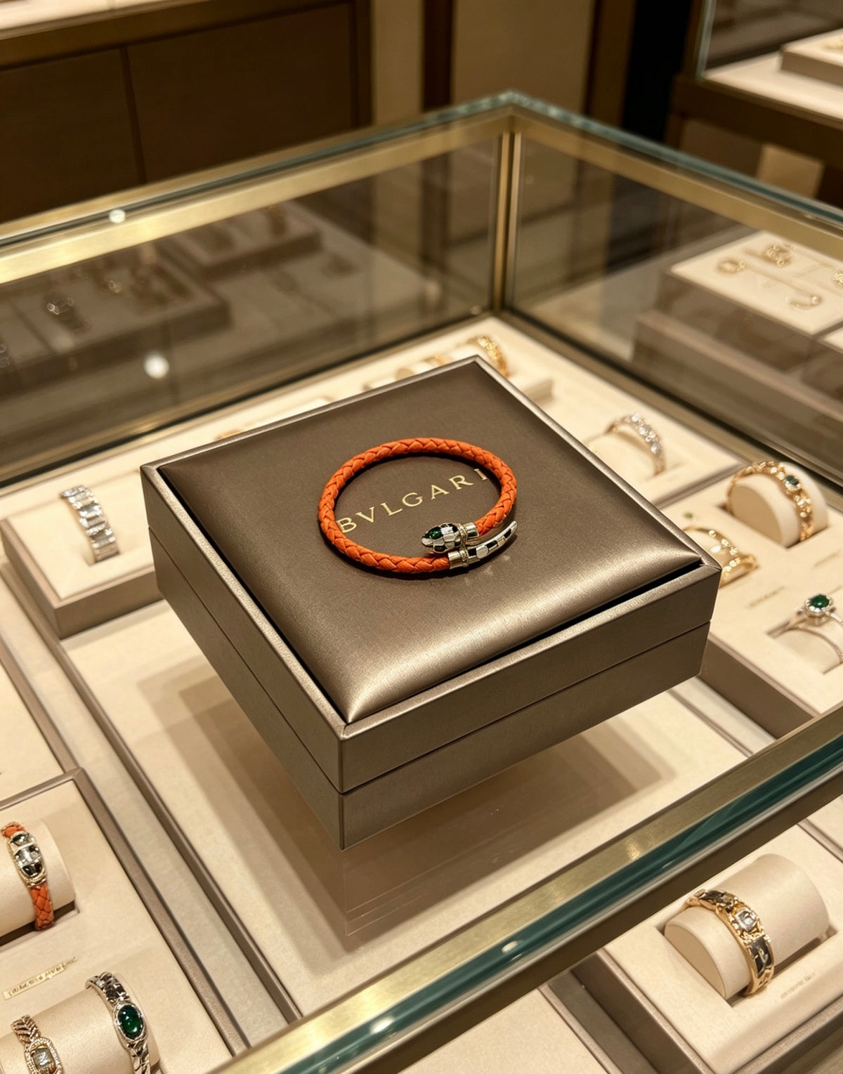 Geometric Emblem Braided Bracelet in Polished Metal-Tone – Design 004 main product view