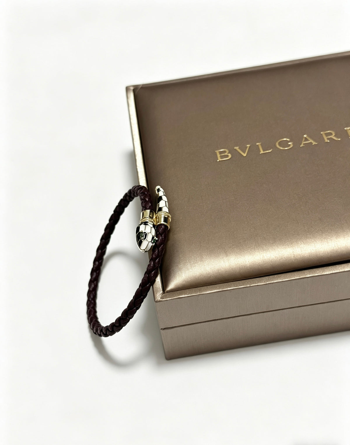 Geometric Emblem Braided Bracelet in Polished Metal-Tone – Design 002 main product view