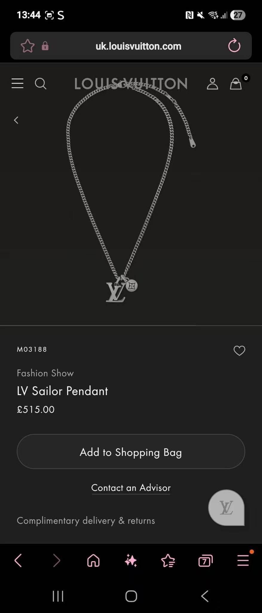 Geometric Emblem Pendant Necklace in Polished Metal-Tone – Design 027 detail view