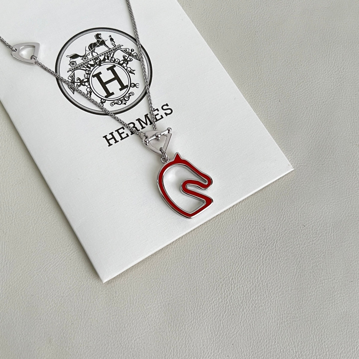 Horse Pendant Necklace in Polished Metal-Tone – Design 028 front product view